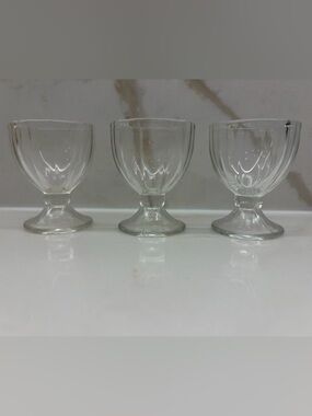 Vintage Set of 3 Clear Glass Scalloped Egg Cups